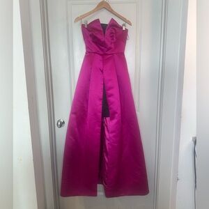 MILLY Fushia Taffeta Satin Strapless Full Overlay Circle W//Mini Skirt Dress, 2